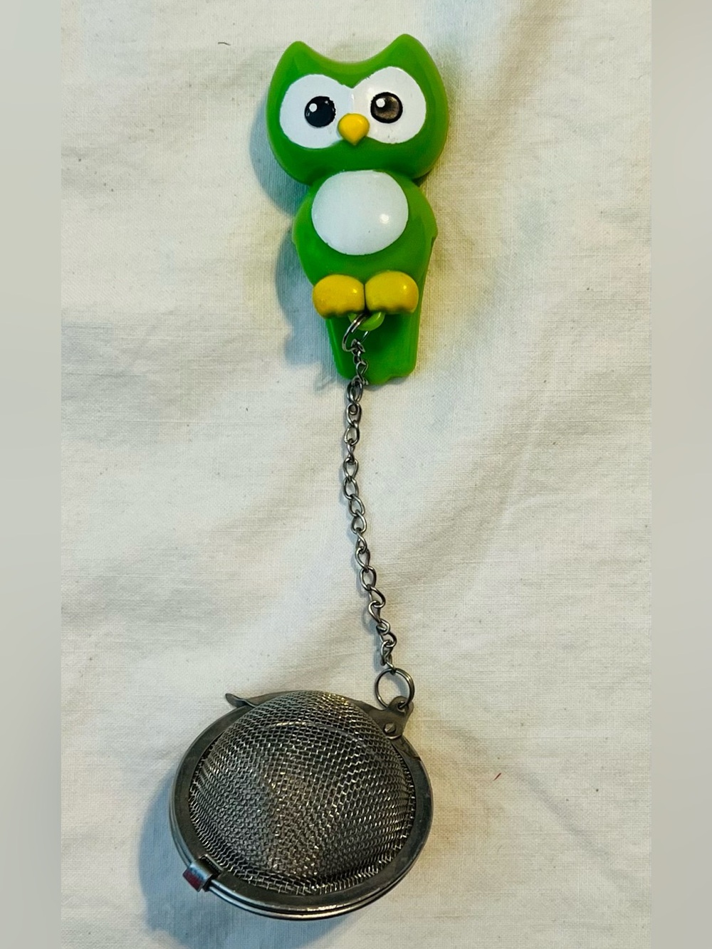 Joie Hoot Green Owl Tea Infuser with Chain Loose Stainless Steel Novelty